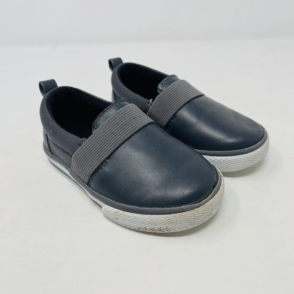 Crazy 8 Toddler Boys Size 5 Faux Leather Slip‎ On Casual Loafer Shoes in Gray S4